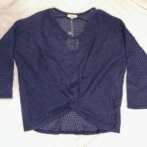 Umgee+ plus women’s twist top open‎ weave crochet top 3/4 length sleeve size XL